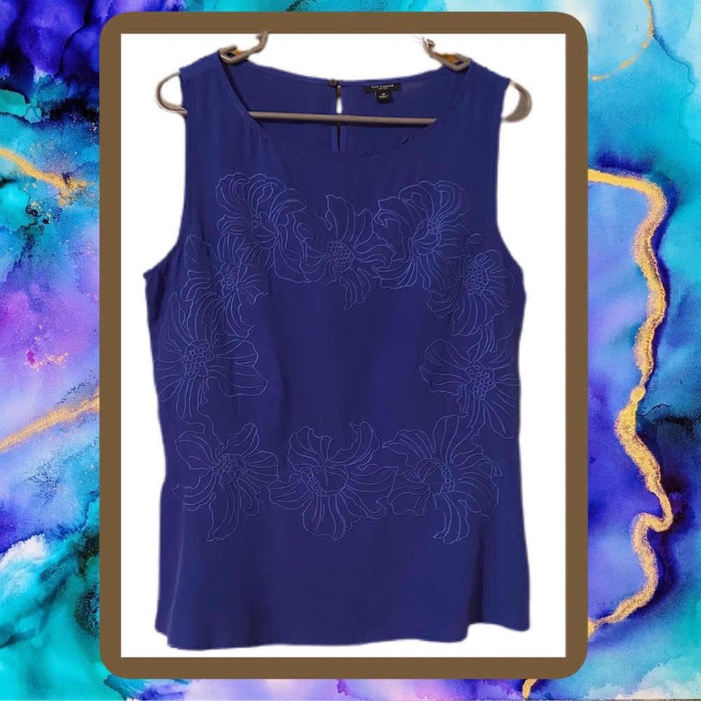 Beautiful royal blue top with flowers